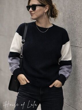 Modern Colorblock Knit Sweater | Elevated Casual Minimalist Pullover